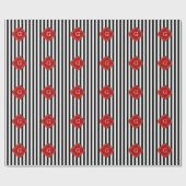 Papier Cadeau Blancs noirs, Monogramme Étiquette rouge (Plat)