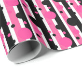 Papier Cadeau Blancs Pois rose (Coin rond)