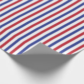Papier Cadeau Blancs rouges et Bleu Motif de bande patriotique (Coin)