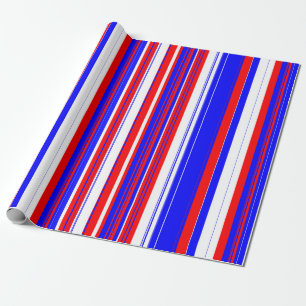 Papier Cadeau Blancs rouges et bleus