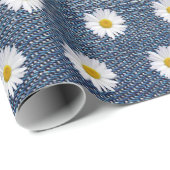 Papier Cadeau Blancs sur Denim (Coin rond)