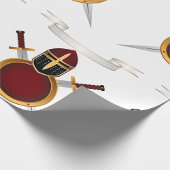 Papier Cadeau Blason de Chevalier Médiéval Casque Épées Bouclier