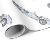 Papier Cadeau Bleu 1936 BMW 328 Style Crayon (Coin rond)