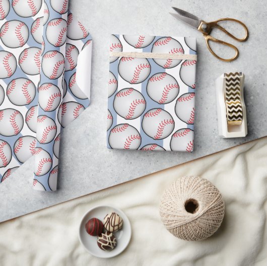Papier Cadeau Bleu Anniversaire Baseball (Artisanat)