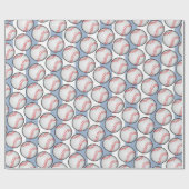 Papier Cadeau Bleu Anniversaire Baseball (Plat)