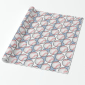 Papier Cadeau Bleu Anniversaire Baseball (Déroulé)