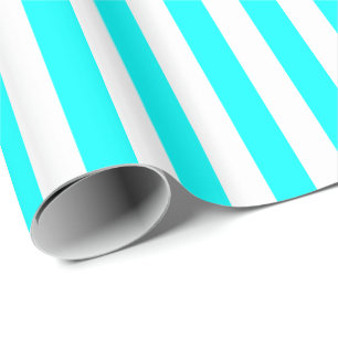 Papier Cadeau Bleu Aqua/Rayure Blanche