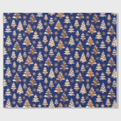 Papier Cadeau Bleu Arbre pain d'épices Cookies Noël (Plat)