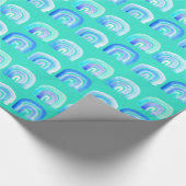 Papier Cadeau bleu arc-en-ciel rétro turquoise (Coin)