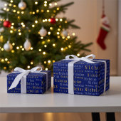 Papier Cadeau Bleu, Argent et Or Nom Papier d'emballage personna