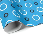 Papier Cadeau Bleu Avec Cercles Blancs Et Noirs (Coin rond)