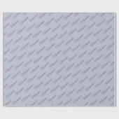 Papier Cadeau Bleu avec du texte de prune. (Plat)
