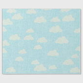 Papier Cadeau Bleu avec nuages blancs (Plat)