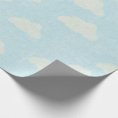 Papier Cadeau Bleu avec nuages blancs (Coin)