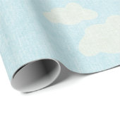 Papier Cadeau Bleu avec nuages blancs (Coin rond)