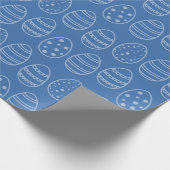 PAPIER CADEAU BLEU AVEC OEUFS DE PÂQUES BLANCS (Coin)
