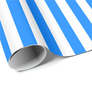 Papier Cadeau Bleu Azur et Rayure Blanche