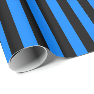 Papier Cadeau Bleu Azur et Rayure Noire