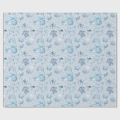 Papier Cadeau Bleu Baby shower mignonne Papier à envelopper roul (Plat)