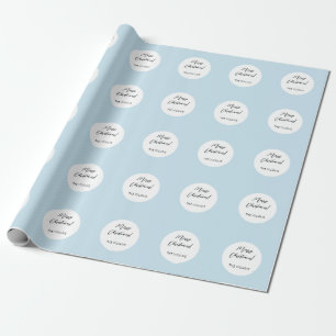 Papier Cadeau Bleu Bébé Noël Simple Géométrique Moderne