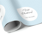 Papier Cadeau Bleu Bébé Noël Simple Géométrique Moderne (Coin rond)