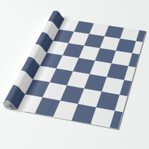 Papier Cadeau Bleu Blanc à Carreaux Muted Doux – Élégance Calme