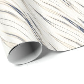 Papier Cadeau Bleu Blanc Abstrait rayures Anniversaire (Coin rond)