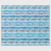 Papier Cadeau Bleu blanc bandes tribales (Plat)