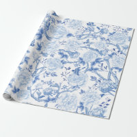 Bleu Blanc Chinoiserie Fleurs Oiseaux Porcelaine