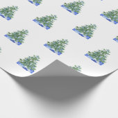 Papier Cadeau Bleu Blanc Chinoiserie Poterie Arbre de Noël Cadea (Coin)
