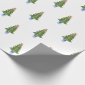 Papier Cadeau Bleu Blanc Chinoiserie Poterie Arbre de Noël Cadea (Coin)