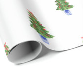 Papier Cadeau Bleu Blanc Chinoiserie Poterie Arbre de Noël Cadea (Coin rond)