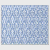 Papier Cadeau Bleu blanc de la périphérie Fleur de fleurs Damas  (Plat)
