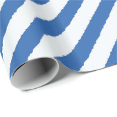 Papier Cadeau Bleu blanc dévêtu Diagonal rayures Faux Tordu (Coin rond)