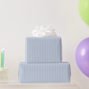 Papier Cadeau Bleu Blanc Double Rayures Anniversaire