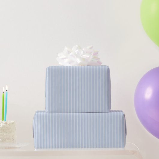 Papier Cadeau Bleu Blanc Double Rayures Anniversaire (Cadeaux de fête)