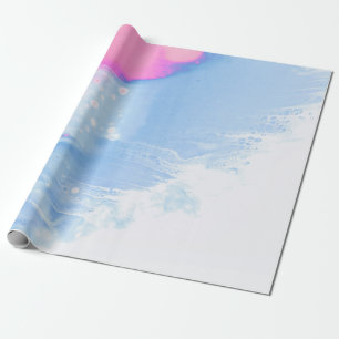 Papier Cadeau Bleu blanc et rose abstrait