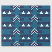Papier Cadeau Bleu Blanc Géométrique  (Plat)