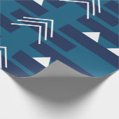 Papier Cadeau Bleu Blanc Géométrique  (Coin)