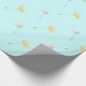 Papier Cadeau Bleu Blanc Jaune Dandelion Fleurs Anniversaire (Coin)