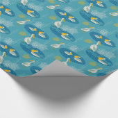 Papier Cadeau Bleu Blanc & Jaune Tons mignons Oiseaux Motif (Coin)