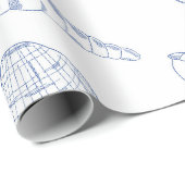 Papier Cadeau Bleu blanc Main dessinée Sea Shells Plage Été (Coin rond)