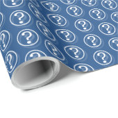 Papier Cadeau Bleu blanc - Petites questions (Coin rond)