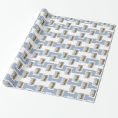 Papier Cadeau Bleu & Blanc Rayure Bébé Ange  (Déroulé)