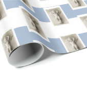 Papier Cadeau Bleu & Blanc Rayure Bébé Ange  (Coin rond)