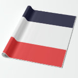 Papier Cadeau Bleu Blanc & Rouge Frappe à rayures<br><div class="desc">papier d'emballage</div>