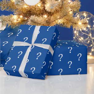Papier Cadeau Bleu blanc Script Question Mark Enveloppement Papi