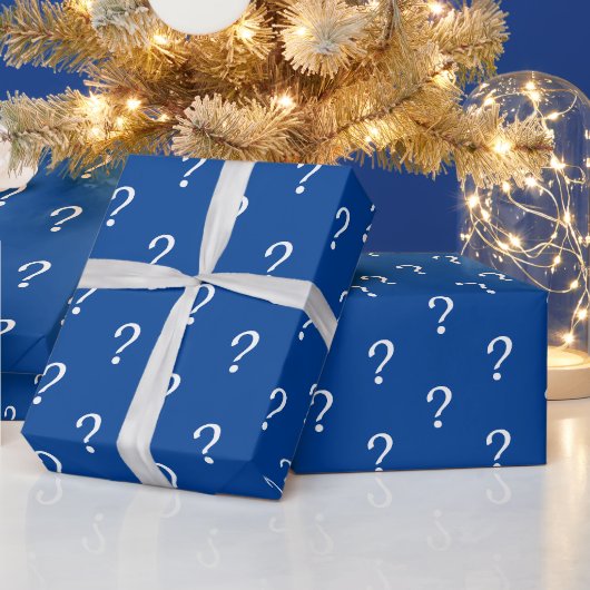 Papier Cadeau Bleu blanc Script Question Mark Enveloppement Papi (Vacances)