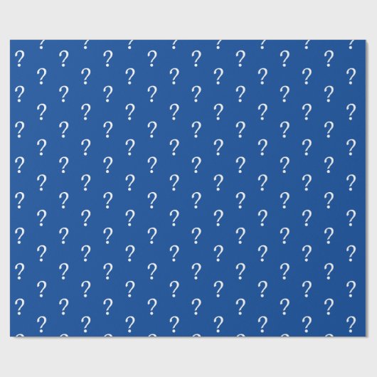 Papier Cadeau Bleu blanc Script Question Mark Enveloppement Papi (Plat)