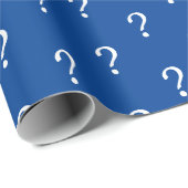 Papier Cadeau Bleu blanc Script Question Mark Enveloppement Papi (Coin rond)